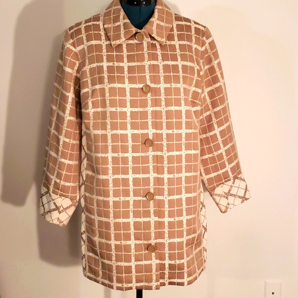 Dennis Basso Taupe/Cream Top Coat/Blazer Size 20W